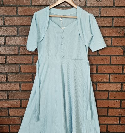 Premium popcon fabric western dress with attached jacket (WD001)