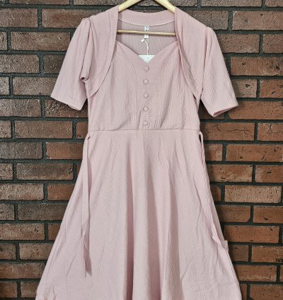 Premium popcon fabric western dress with attached jacket (WD002)