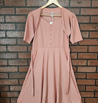 Premium popcon fabric western dress with attached jacket (WD004)