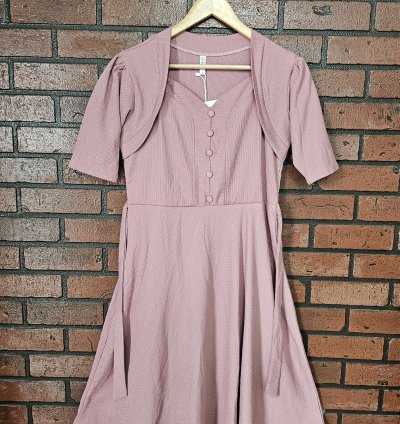 Premium popcon fabric western dress with attached jacket (WD005)