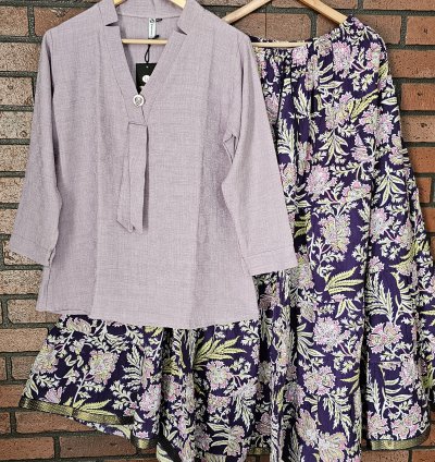 Western Top and Jaipur cotton Skirt XXL(0023)