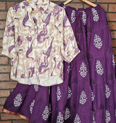 Western Top and Jaipur cotton Skirt XL, XXL(0024)