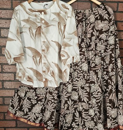 Western Top and Jaipur cotton Skirt XL, XXL(0025)