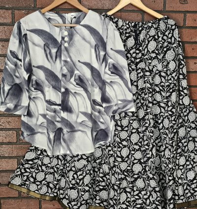 Western Top and Jaipur cotton Skirt XL, XXL(0026)