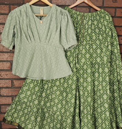 Western Top and Jaipur cotton Skirt M Size(0027)