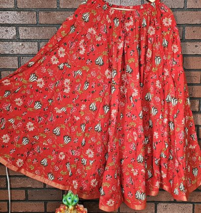 Hand Block Printed Jaipur Cotton Skirt with Lining (CS001)
