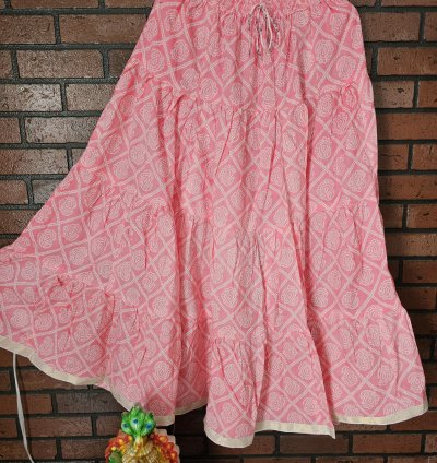 Hand Block Printed Jaipur Cotton Skirt with Lining (CS002)