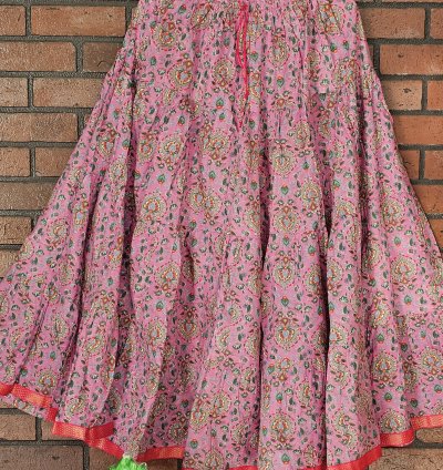 Hand Block Printed Jaipur Cotton Skirt with Lining (CS006)