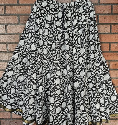 Hand Block Printed Jaipur Cotton Skirt with Lining (CS010)