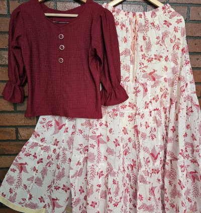 Premium fabric top with Jaipur cotton skirt combo (0032)