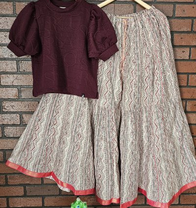 Premium fabric top with Jaipur cotton skirt combo (0033)
