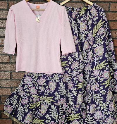 Premium fabric top with Jaipur cotton skirt combo (0034)