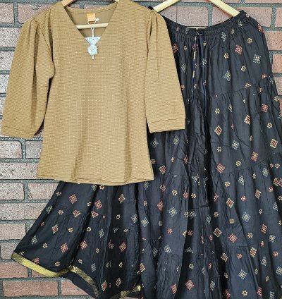 Premium fabric top with Jaipur cotton skirt combo (0035)