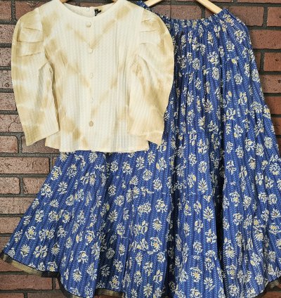 Premium fabric top with Jaipur cotton skirt combo (0039)