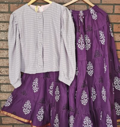 Premium fabric top with Jaipur cotton skirt combo (0040)