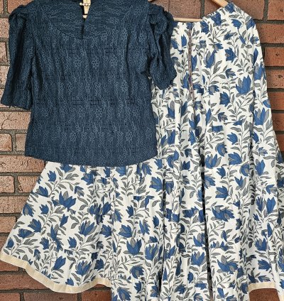 Premium fabric top with Jaipur cotton skirt combo (0041)