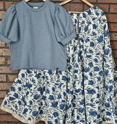 Premium fabric top with Jaipur cotton skirt combo (0042)