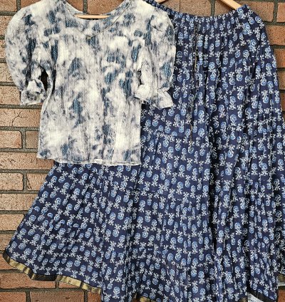 Premium fabric top with Jaipur cotton skirt combo (0045)