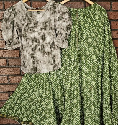 Premium fabric top with Jaipur cotton skirt combo (0046)