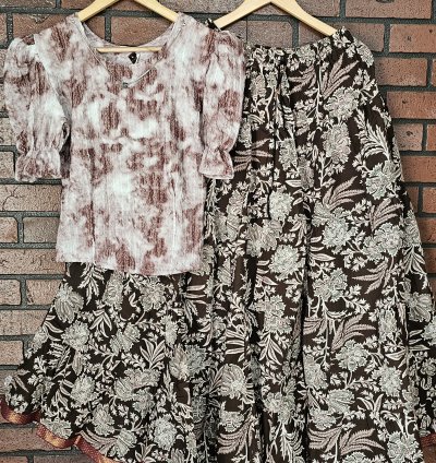 Premium fabric top with Jaipur cotton skirt combo (0048)