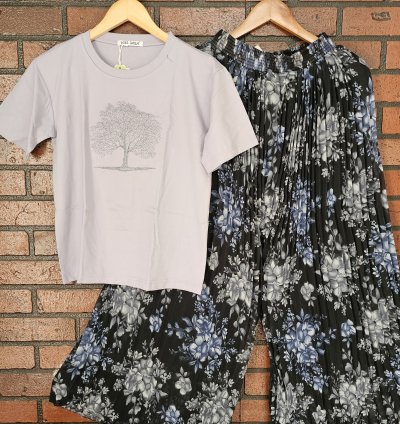 Imported popcorn T-shirt with georgette palazzo combo S and M Size (TP009)