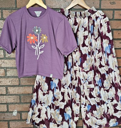 Imported popcorn T-shirt with georgette palazzo combo L Size (TP011)